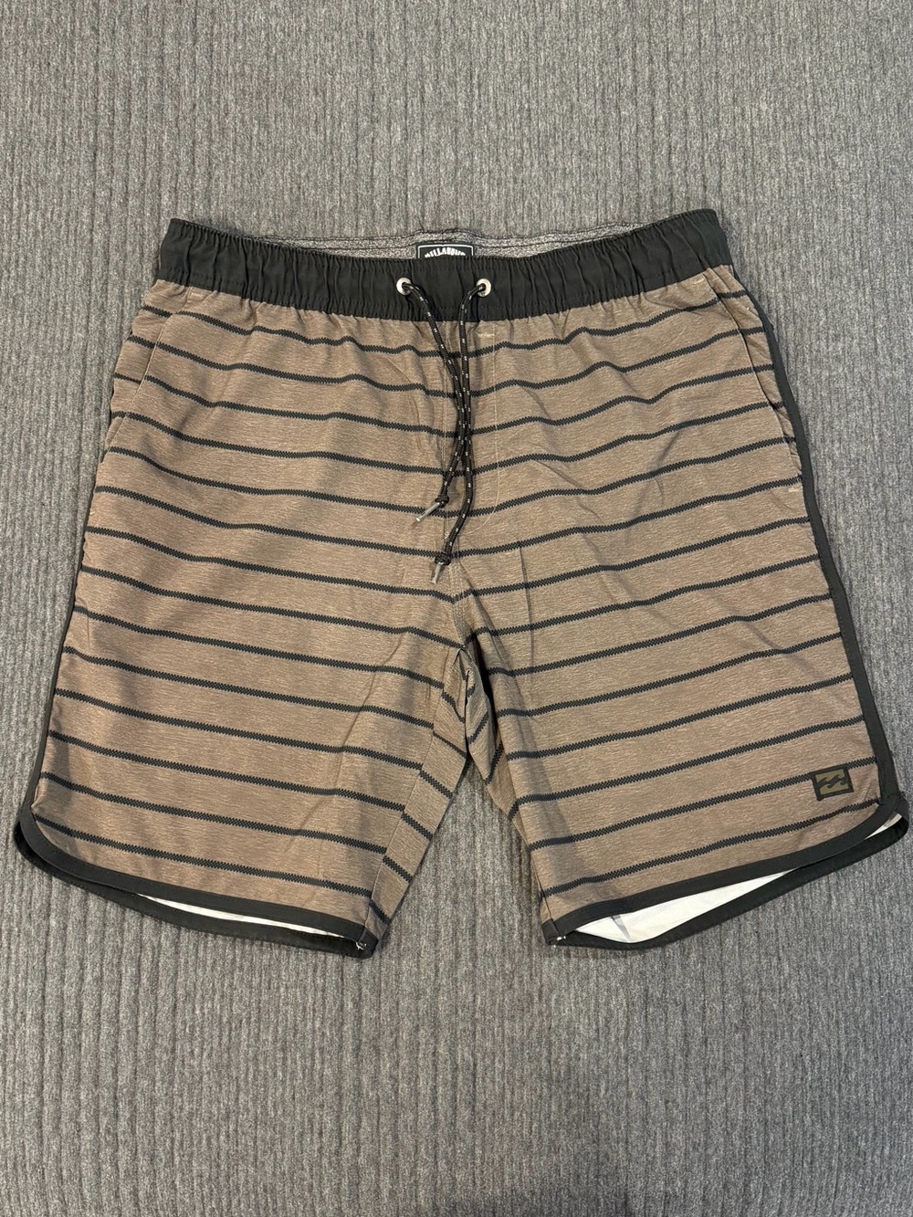 Billabong Men's Green and Black Striped Recycler Swim Trunks
